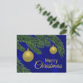 Realistische kerstboom met gouden decor feestdagenkaart (Staand voorkant)