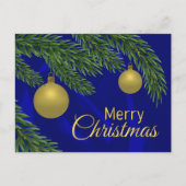 Realistische kerstboom met gouden decor feestdagenkaart (Voorkant)