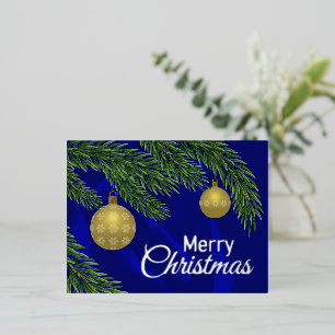 Realistische kerstboom met gouden decor folie feestdagen briefkaart
