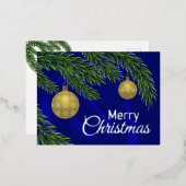 Realistische kerstboom met gouden decor folie feestdagen briefkaart (Voorkant / Achterkant)
