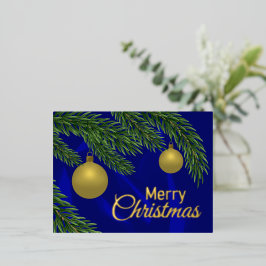 Realistische kerstboom met gouden decor folie feestdagen briefkaart