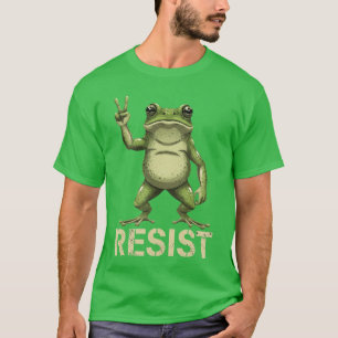 Realistische kikker verzet protesteert vredesteken t-shirt
