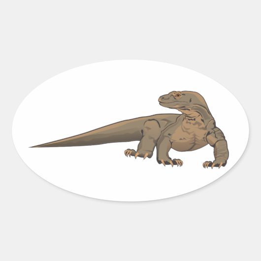 Realistische Komodo Dragon/Monitor Lizard Ovale Sticker (Voorkant)