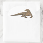 Realistische Komodo Dragon/Monitor Lizard Ovale Sticker (Tas)