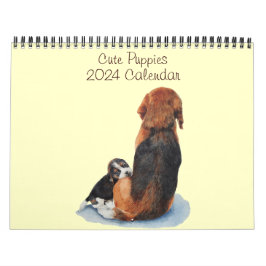 Realistische kunstportretten van schattige puppyho kalender