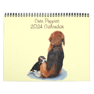 Realistische kunstportretten van schattige puppyho kalender