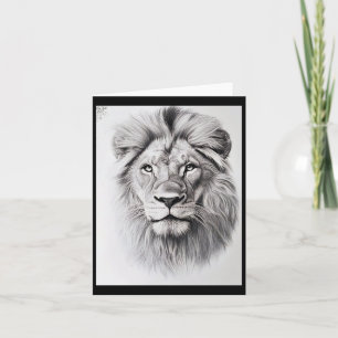 Realistische Lion Pencil Tekening Sticker Kaart