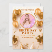 realistische luxe gouden verjaardag uitnodiging (Voorkant)