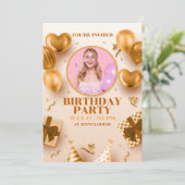 realistische luxe gouden verjaardag uitnodiging (Staand voorkant)