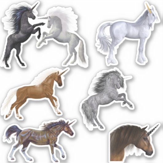 Realistische magische eenhoorn paard sticker (Voorkant)