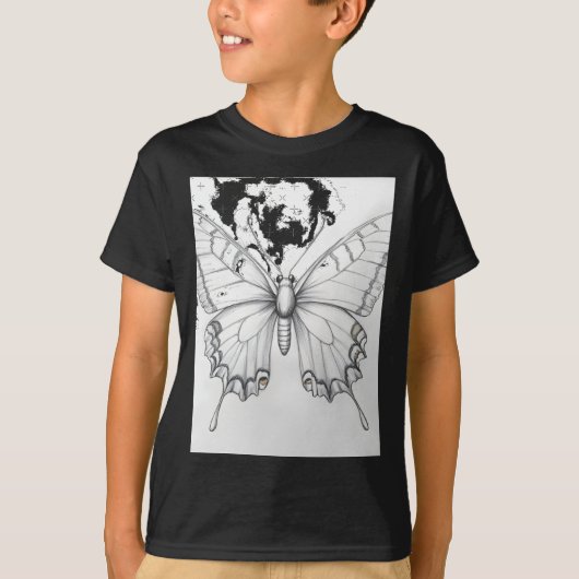 Realistische Monarchvlinder Potlood Tekening Stick T-shirt (Voorkant)