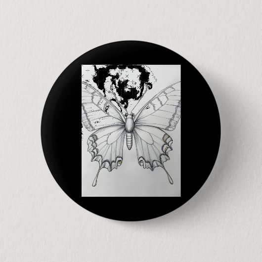 Realistische Monarchvlinder Potloodtekening Sticke Ronde Button 5,7 Cm (Voorkant)