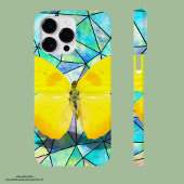 Realistische ongewone neon felgele vlinder Case-Mate iPhone case