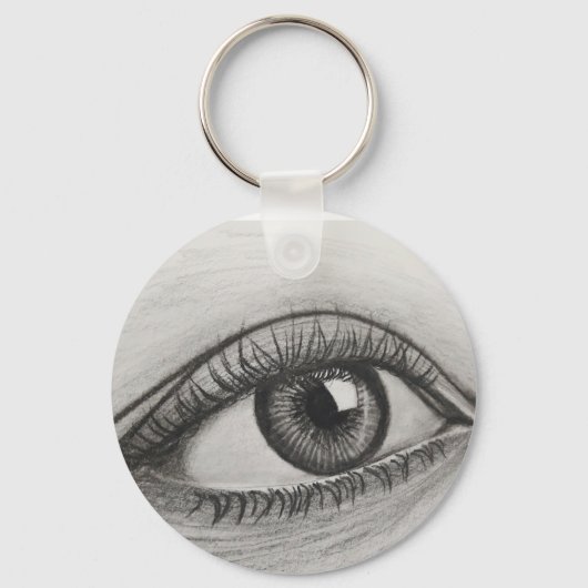 Realistische Oog Potloodschets Sleutelhanger - Art (Voorkant)