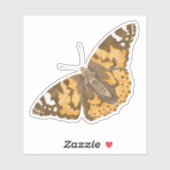 Realistische Oranje en bruine handgetekende vlinde Sticker (Vel)