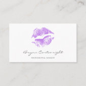 Realistische Paarse Kus Print Lips Make-up Visitekaartje (Voorkant)
