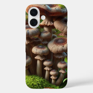 Realistische paddenstoelen in een weelderig bos iPhone 16 hoesje