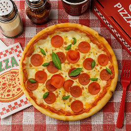 Realistische Pepperoni Pizza Papieren Bordje