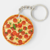 Realistische Pepperoni Pizza Ronde Sleutelhanger (Achterkant)