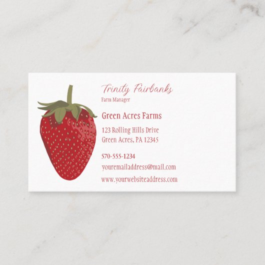 Realistische rijpe rode aardbei fruit Graphic Visitekaartje (Voorkant)