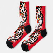 Realistische Rode Tijgerkop Soks - Tijger Soks Sokken (Links)