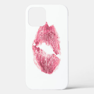 Realistische roze lippen, geïsoleerde kus iPhone 12 hoesje