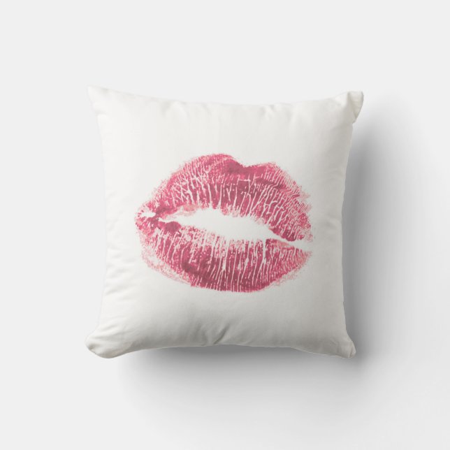 Realistische roze lippen, geïsoleerde kus kussen (Voorkant)