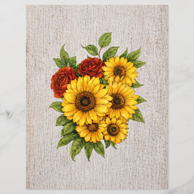 Realistische Rustieke Bloemen Decoupage & Scrapboo (Voorkant)