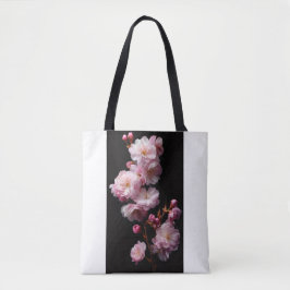 Realistische Sakura zwarte bloemen Tote Bag
