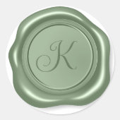 Realistische saliegroene wasmedaillon handtekening ronde sticker (Voorkant)