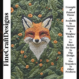 Realistische Schattigee geborduurde rode vos BZ6 d Tissuepapier
