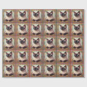 Realistische Schattigee Siamese kat Kleurrijke Blo Cadeaupapier (Vlak)