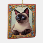 Realistische Schattigee Siamese kat Kleurrijke Blo Keramisch Ornament (Rechts)