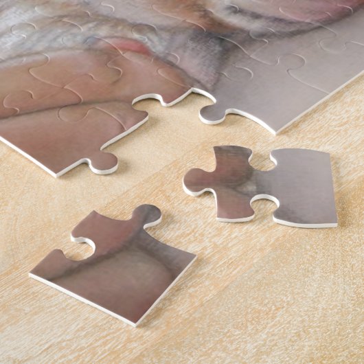 Realistische schilderij van kind knuffelen schatti legpuzzel (Zijkant)