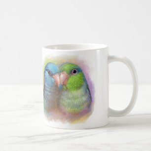 realistische schilderij van parrotlet koffiemok