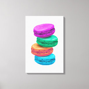 Realistische schildering van Franse macarons koekj Canvas Afdruk
