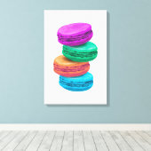 Realistische schildering van Franse macarons koekj Canvas Afdruk (Insitu (Houten vloer))