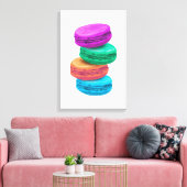 Realistische schildering van Franse macarons koekj Canvas Afdruk (Insitu (Woonkamer))