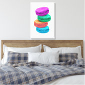 Realistische schildering van Franse macarons koekj Canvas Afdruk (Insitu (Slaapkamer))