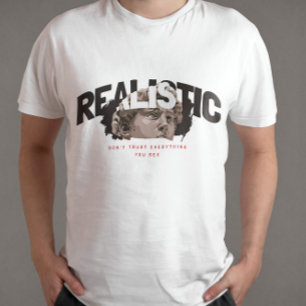 Realistische slogan met antiek standbeeld hoofd t-shirt