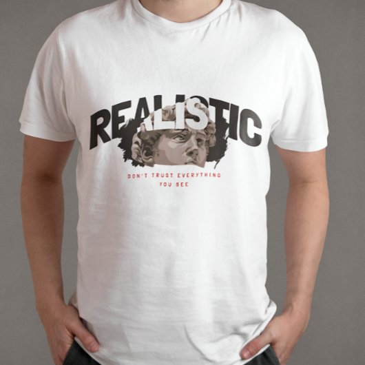 Realistische slogan met antiek standbeeld hoofd t-shirt