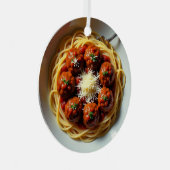 Realistische spaghetti gepersonaliseerde kerst metalen ornament (Voorkant Rechts)