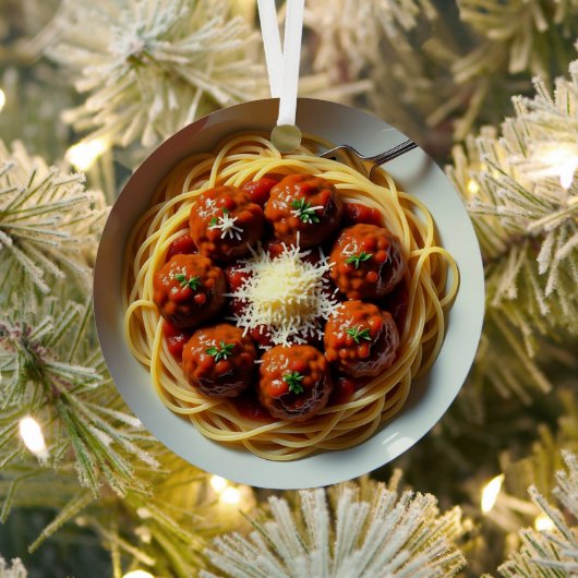 Realistische spaghetti gepersonaliseerde kerst metalen ornament (Insitu)
