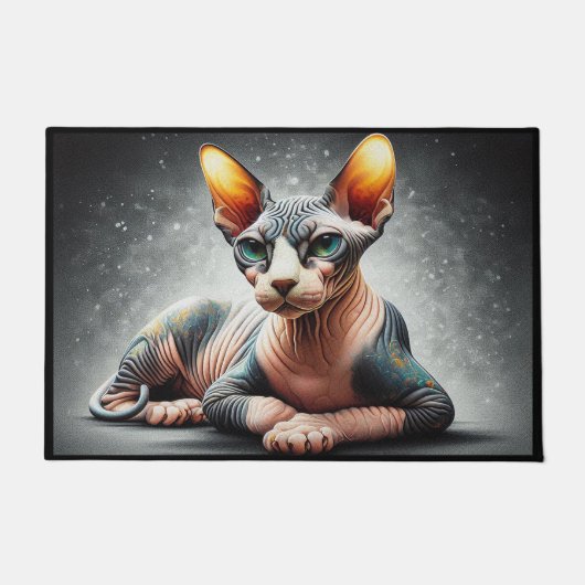 Realistische Sphynx Kat, Sphynx Haarloze Kat Liefh Deurmat (Voorkant)