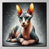 Realistische Sphynx Kat, Sphynx Haarloze Kat Liefh Poster (Voorkant)