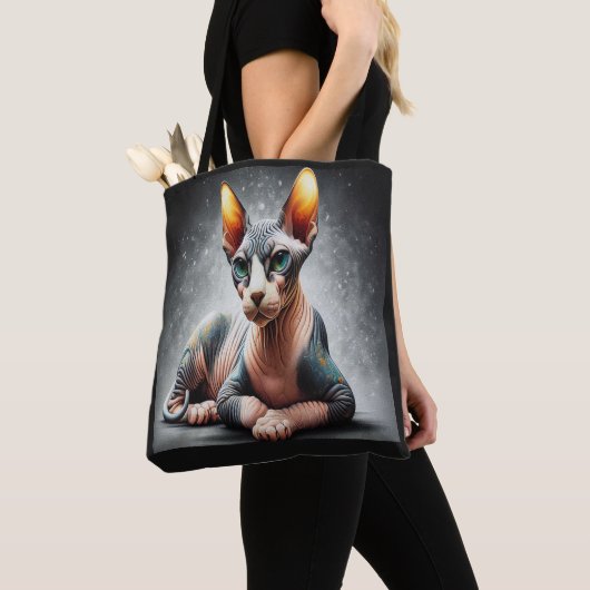 Realistische Sphynx Kat, Sphynx Haarloze Kat Liefh Tote Bag (Dichtbij)