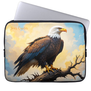 Realistische Steenarend op Tak bij Zonsondergang Laptop Sleeve