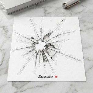 Realistische sticker met gebroken glas-illusie
