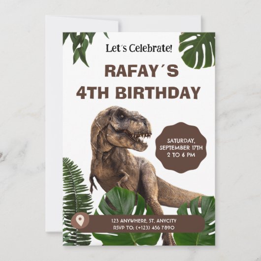 Realistische T-Rex Oerwoud Dinosaurus Verjaardag Kaart (Voorkant)