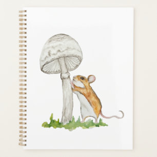 Realistische tekening van een grappige veldmuis en planner